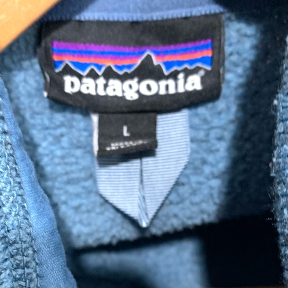Patagonia Men’s Full Zip Fleece Jacket Blue Knit Sweater Unisex Size Large - Picture 3 of 4